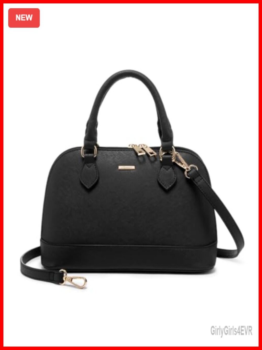 Faux Leather Double Zip Top Handle Satchel Crossbody Bag